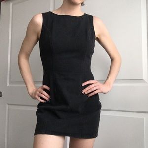 Vintage black denim bodycon dress